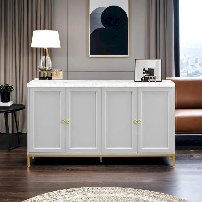 Modern Sideboard with Extra Large Storage Space with Metal Handles and Support Legs for Living Room and Dining Room