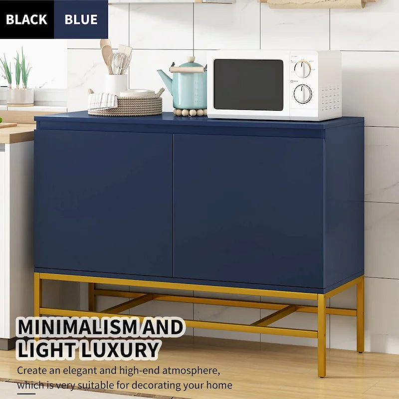 Minimalist Sideboard,Luxury Buffet Cabinet with Gold Metal Legs and Adjustable Shelves,Console Table for Living Room
