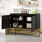 Minimalist Sideboard,Luxury Buffet Cabinet with Gold Metal Legs and Adjustable Shelves,Console Table for Living Room
