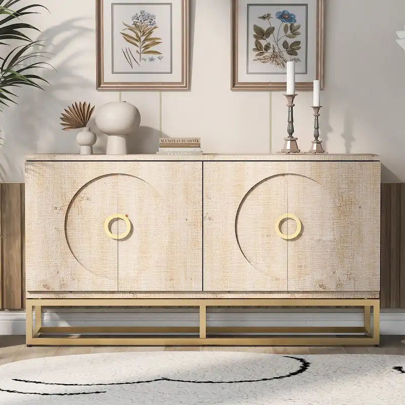 60 4-Door Sideboard Cabinet with Adjustable Shelves