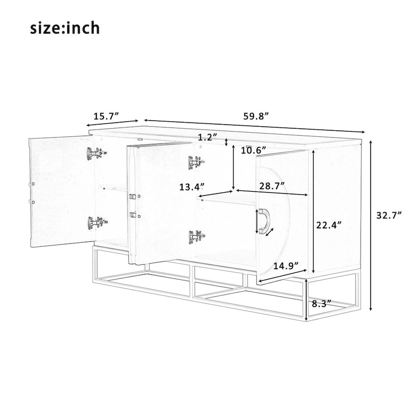 60 4-Door Sideboard Cabinet with Adjustable Shelves