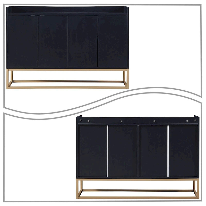 Minimalist Design Freestanding Wooden Sideboard with Metal Legs