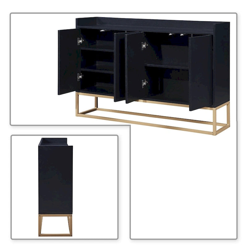 Minimalist Design Freestanding Wooden Sideboard with Metal Legs