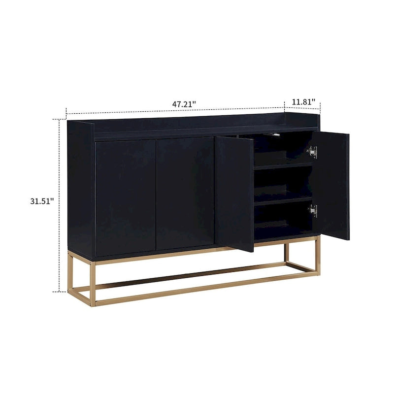 Minimalist Design Freestanding Wooden Sideboard with Metal Legs