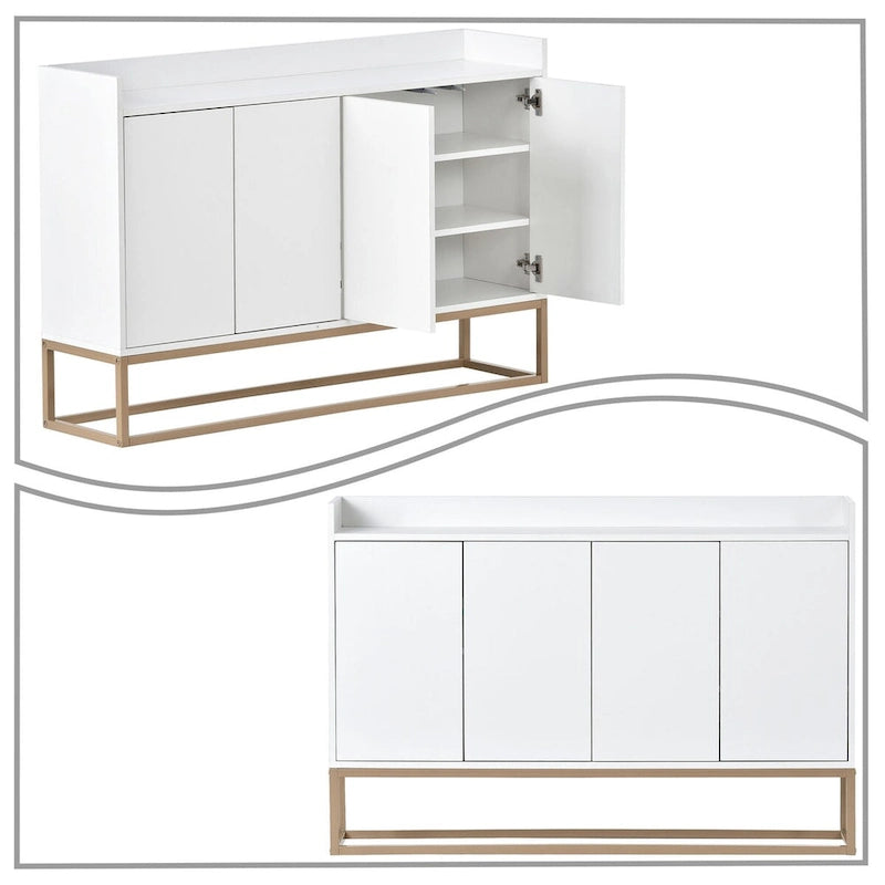 Minimalist Design Freestanding Wooden Sideboard with Metal Legs