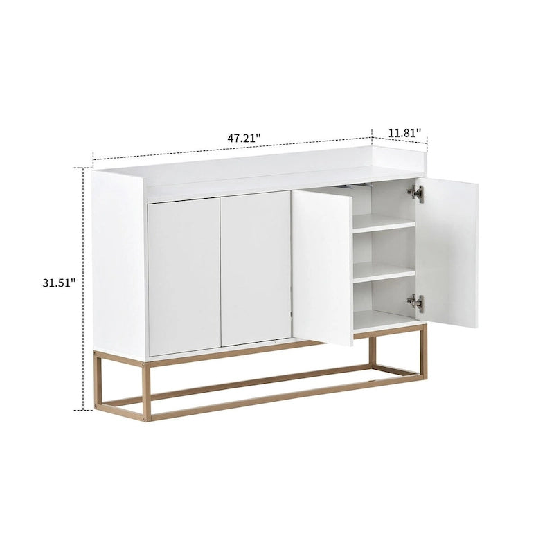 Minimalist Design Freestanding Wooden Sideboard with Metal Legs