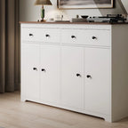 Modern Storage Sideboard Buffet Cabinet with 2 Drawers and 4 Doors for Living Room,Dining room,Kitchen,Coffee Bar, In White