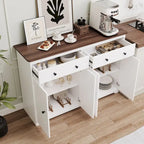 Modern Storage Sideboard Buffet Cabinet with 2 Drawers and 4 Doors for Living Room,Dining room,Kitchen,Coffee Bar, In White