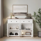 Modern Storage Sideboard Buffet Cabinet with 2 Drawers and 4 Doors for Living Room,Dining room,Kitchen,Coffee Bar, In White