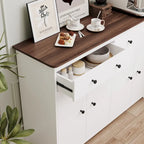 Modern Storage Sideboard Buffet Cabinet with 2 Drawers and 4 Doors for Living Room,Dining room,Kitchen,Coffee Bar, In White