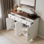 Modern Storage Sideboard Buffet Cabinet with 2 Drawers and 4 Doors for Living Room,Dining room,Kitchen,Coffee Bar, In White