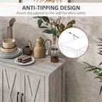 Wood Buffet Cabinet with 4 Barn Doors and 2 Adjustable Shelves - N/A