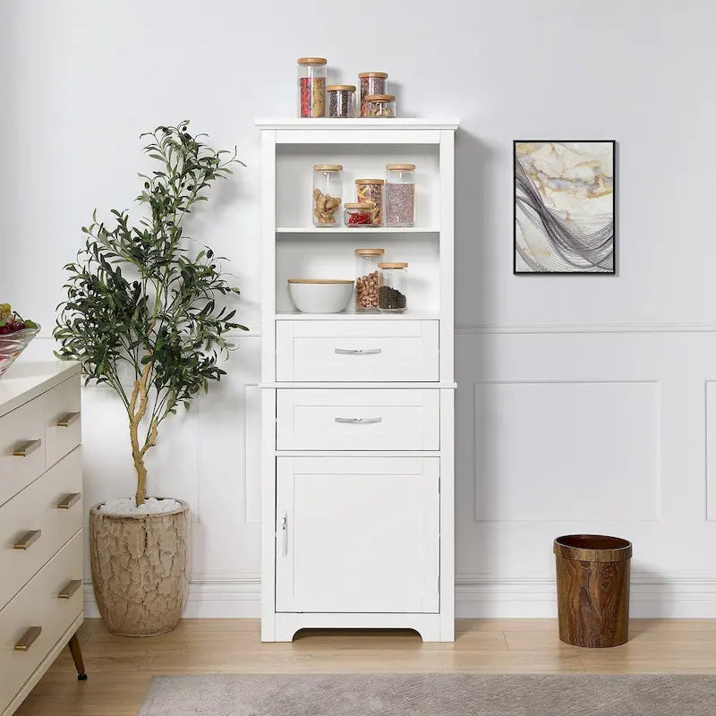 Display cabinets with open shelves