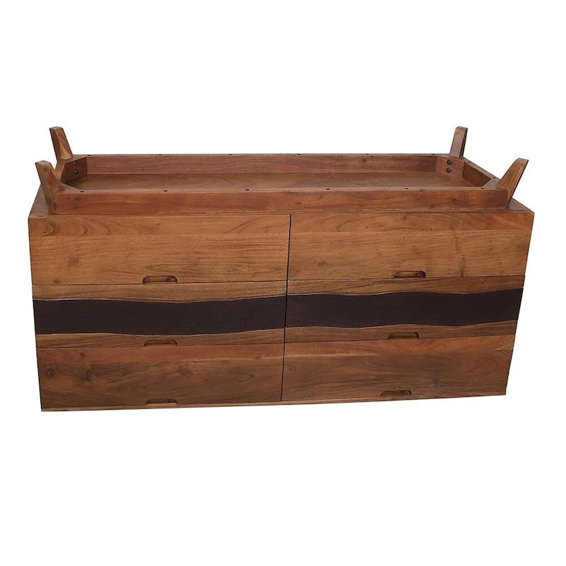 Wood Six Drawer Sideboard Buffet