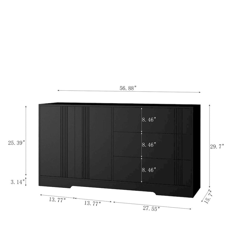 Sideboard Buffet Cabinet with Storage,Modern Kitchen Buffet Storage Cabinet with Drawer and Doors,Black