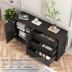 Sideboard Buffet Cabinet with Storage,Modern Kitchen Buffet Storage Cabinet with Drawer and Doors,Black
