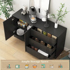 Sideboard Buffet Cabinet with Storage,Modern Kitchen Buffet Storage Cabinet with Drawer and Doors,Black