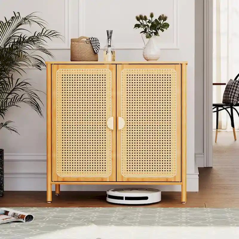 Pellebant Boho Farmhouse Accent Sideboard Buffet Kitchen Storage Cabinet with Doors