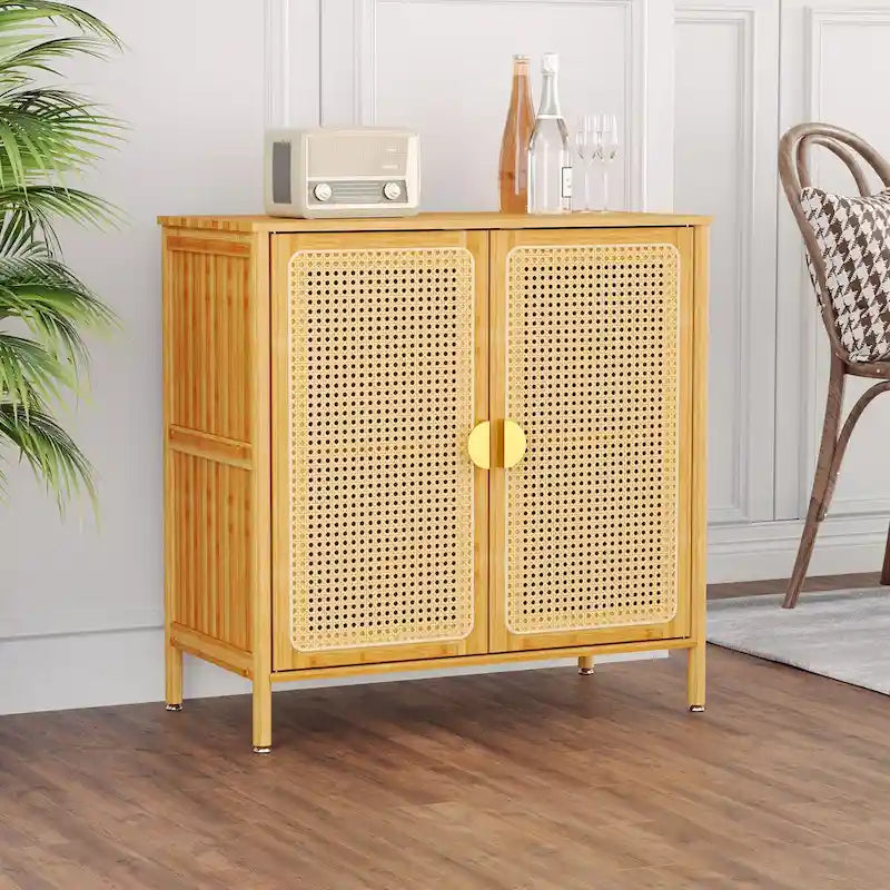 Pellebant Boho Farmhouse Accent Sideboard Buffet Kitchen Storage Cabinet with Doors