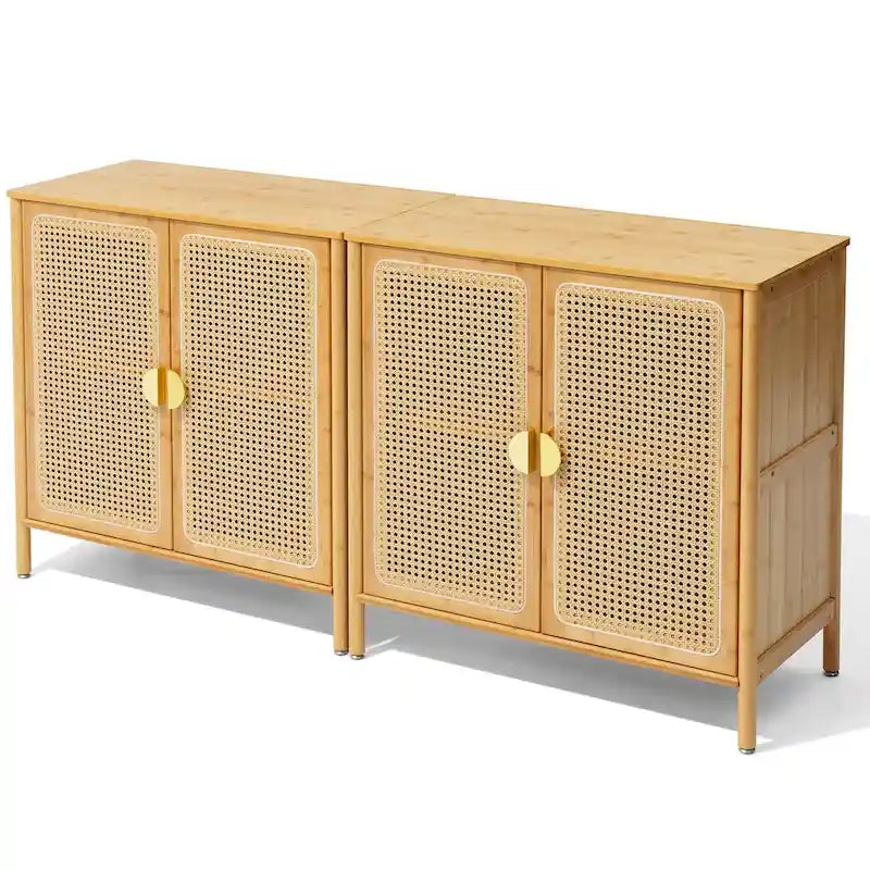Pellebant Boho Farmhouse Accent Sideboard Buffet Kitchen Storage Cabinet with Doors