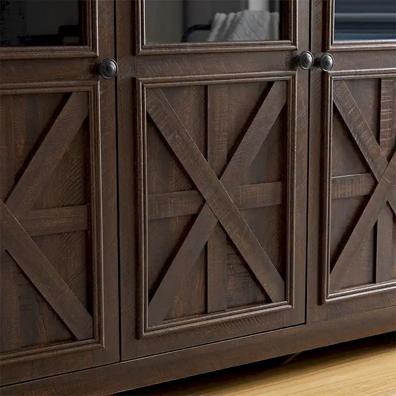 Wood Buffet Cabinet with 2 Doors and Metal Handle for Dining Room