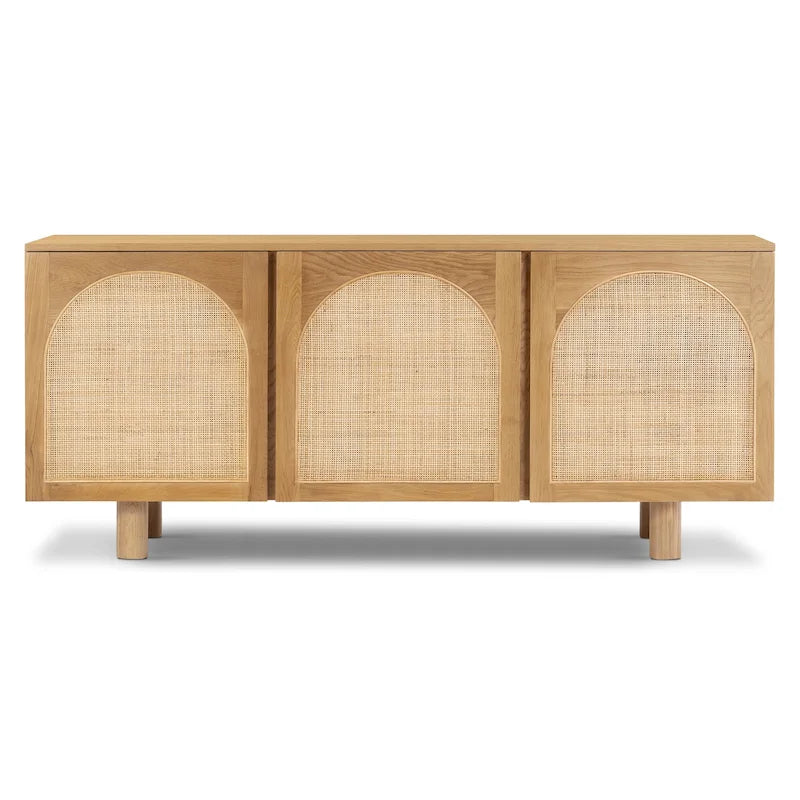 Poly & Bark Archi 70 Sideboard - Oak Wood with Cane Webbing Door Fronts