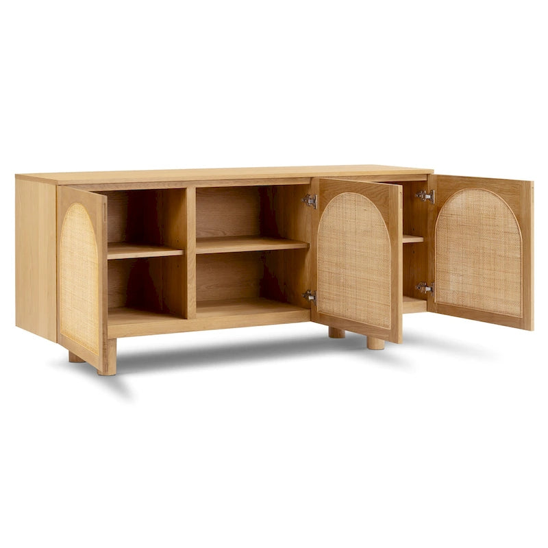 Poly & Bark Archi 70 Sideboard - Oak Wood with Cane Webbing Door Fronts