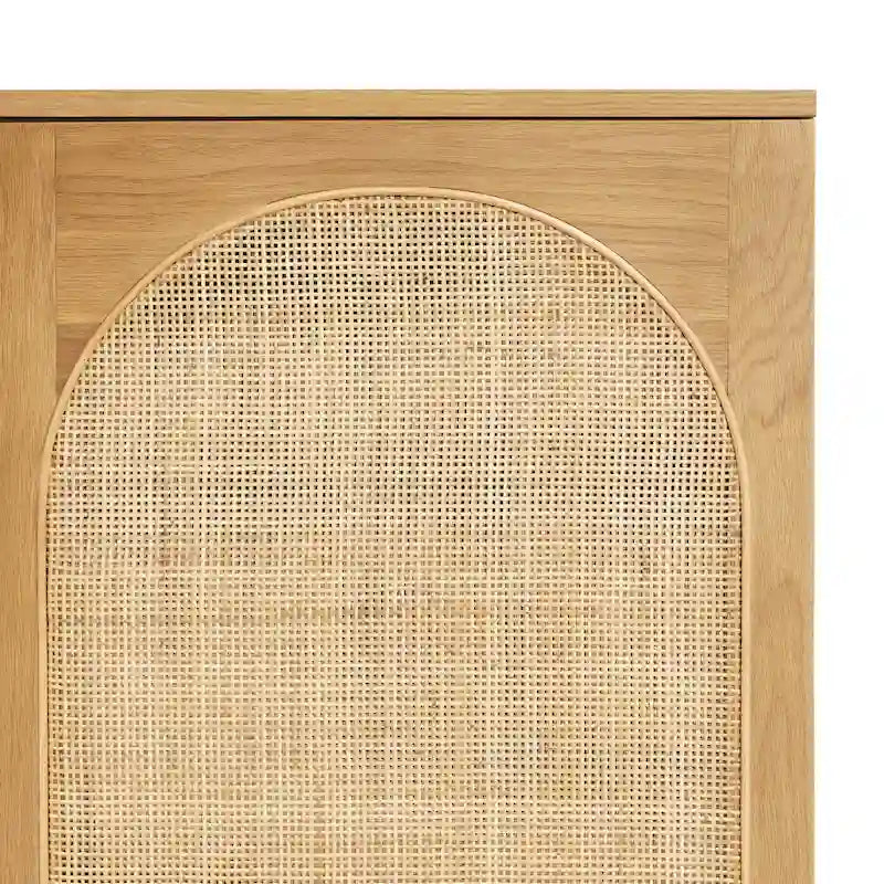 Poly & Bark Archi 70 Sideboard - Oak Wood with Cane Webbing Door Fronts