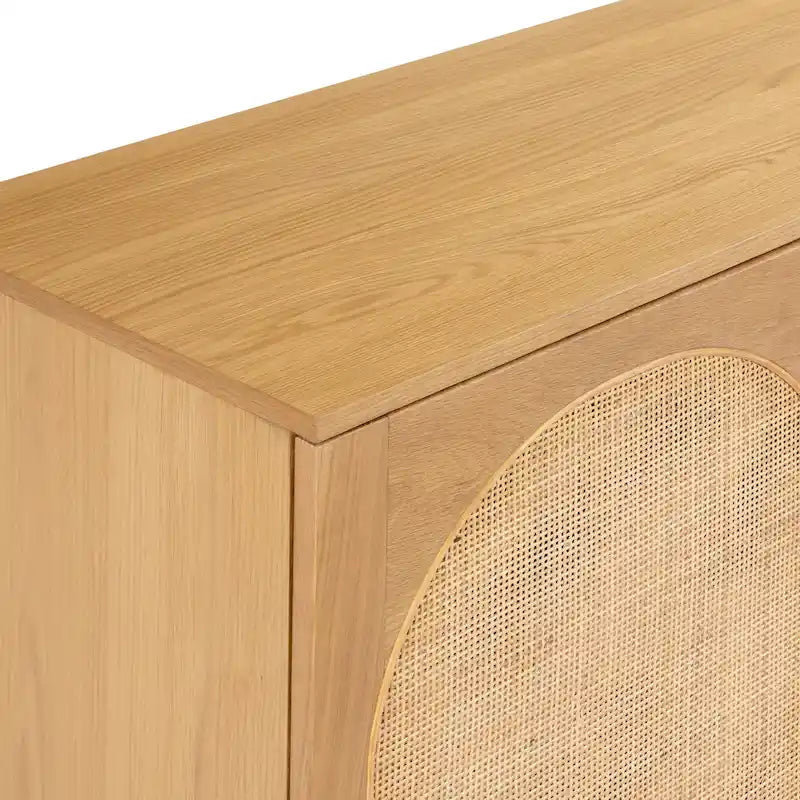 Poly & Bark Archi 70 Sideboard - Oak Wood with Cane Webbing Door Fronts