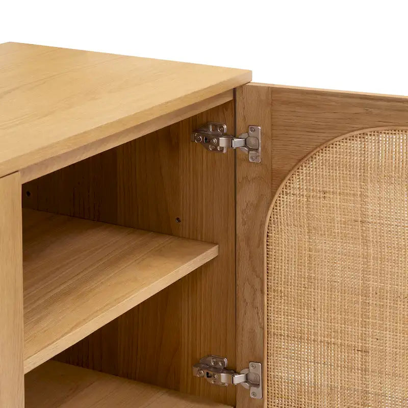 Poly & Bark Archi 70 Sideboard - Oak Wood with Cane Webbing Door Fronts