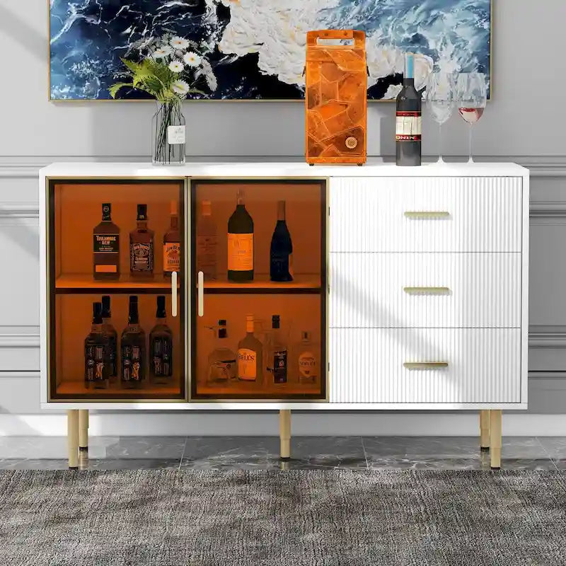 GEITIN Modern Sideboard Buffet Cabinet with Glass Doors