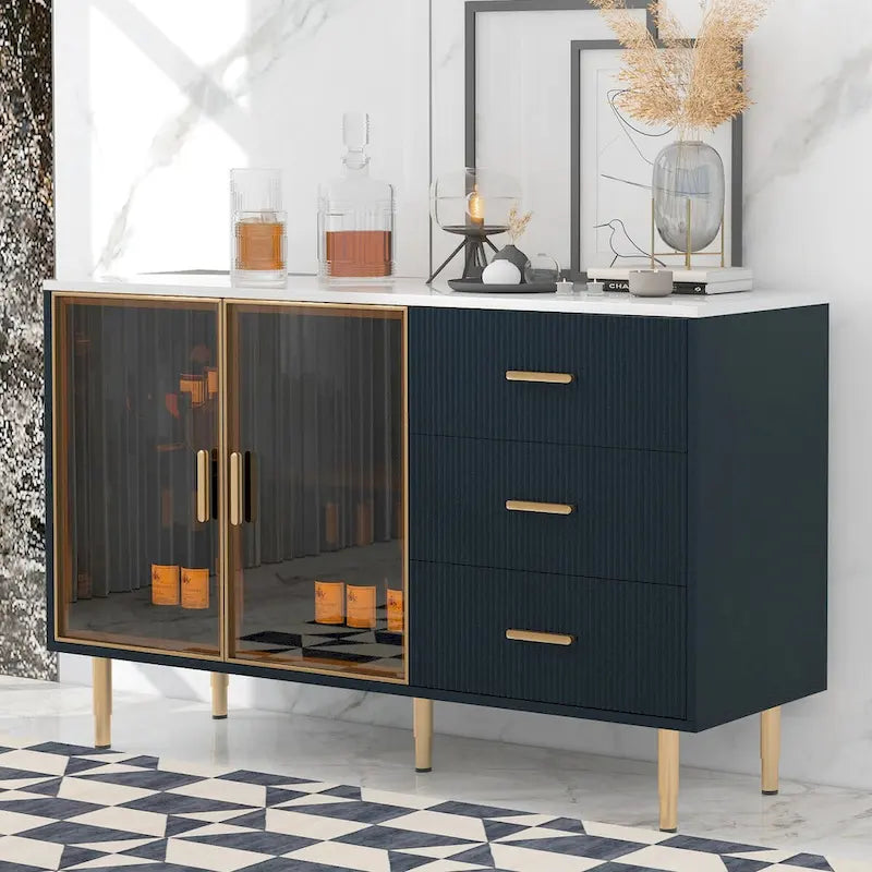 GEITIN Modern Sideboard Buffet Cabinet with Glass Doors