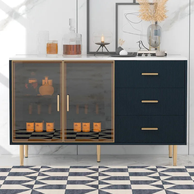 GEITIN Modern Sideboard Buffet Cabinet with Glass Doors