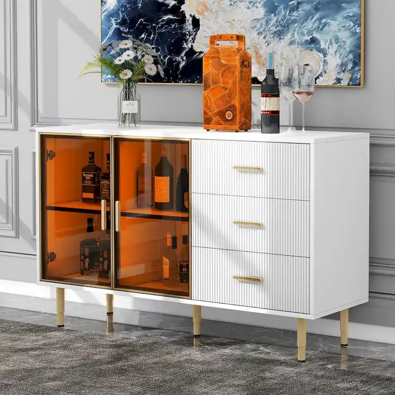 GEITIN Modern Sideboard Buffet Cabinet with Glass Doors