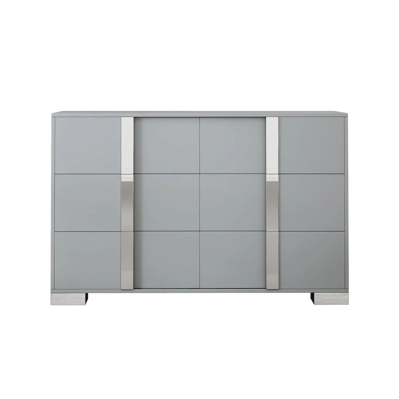 Elegant Modern Dresser with Metal Handle,Mirrored Storage Cabinet with 6 Drawers for Bedroom,Living Room
