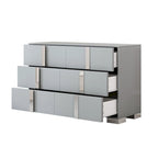 Elegant Modern Dresser with Metal Handle,Mirrored Storage Cabinet with 6 Drawers for Bedroom,Living Room