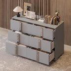 Elegant Modern Dresser with Metal Handle,Mirrored Storage Cabinet with 6 Drawers for Bedroom,Living Room