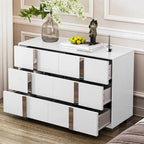 Elegant Modern Dresser with Metal Handle,Mirrored Storage Cabinet with 6 Drawers for Bedroom,Living Room