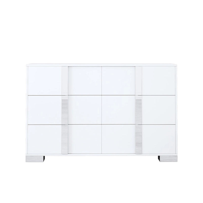 Elegant Modern Dresser with Metal Handle,Mirrored Storage Cabinet with 6 Drawers for Bedroom,Living Room