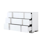 Elegant Modern Dresser with Metal Handle,Mirrored Storage Cabinet with 6 Drawers for Bedroom,Living Room
