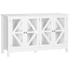 Sideboard, Buffet Cabinet with 4 Tempered Glass Doors and Adjustable Storage Shelf, Credenza, White