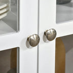 Sideboard, Buffet Cabinet with 4 Tempered Glass Doors and Adjustable Storage Shelf, Credenza, White