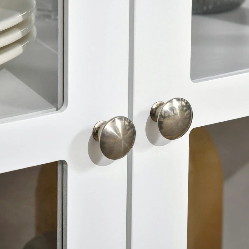 Sideboard, Buffet Cabinet with 4 Tempered Glass Doors and Adjustable Storage Shelf, Credenza, White