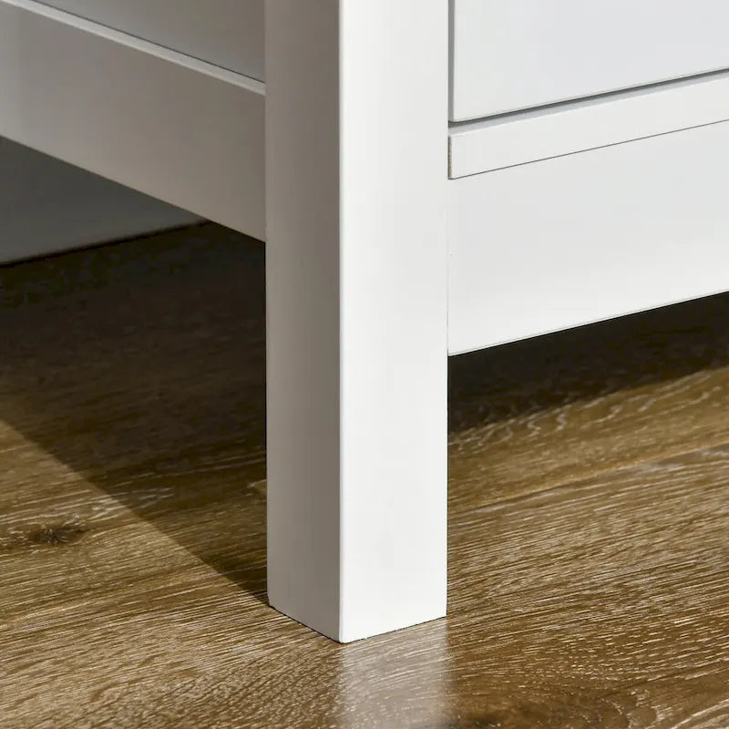 Sideboard, Buffet Cabinet with 4 Tempered Glass Doors and Adjustable Storage Shelf, Credenza, White