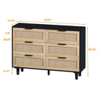 43.316-Drawers Rattan Storage Cabinet Rattan Drawer,for Bedroom,Living Room