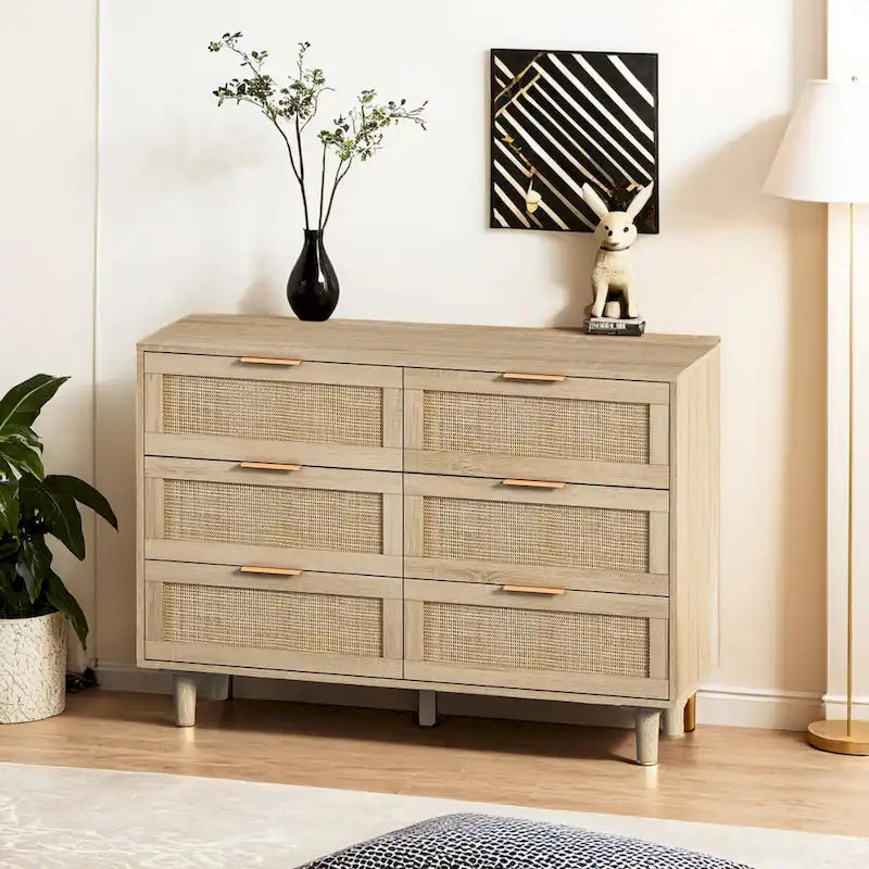 43.316-Drawers Rattan Storage Cabinet Rattan Drawer,for Bedroom,Living Room