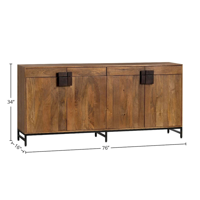 Ventura 76 4-Drawer Sideboard, Brown
