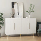 White Modern Buffet Cabinet with Storage, Fluted Sideboard Large Buffet with Adjustable Shelves, Accent Cabinet Console Table