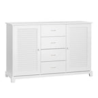 Sideboard Buffet Cabinet, Kitchen Cabinet, Coffee Bar Cabinet with 4 Drawers and 2 Louvered Doors for Living Room, Kitchen