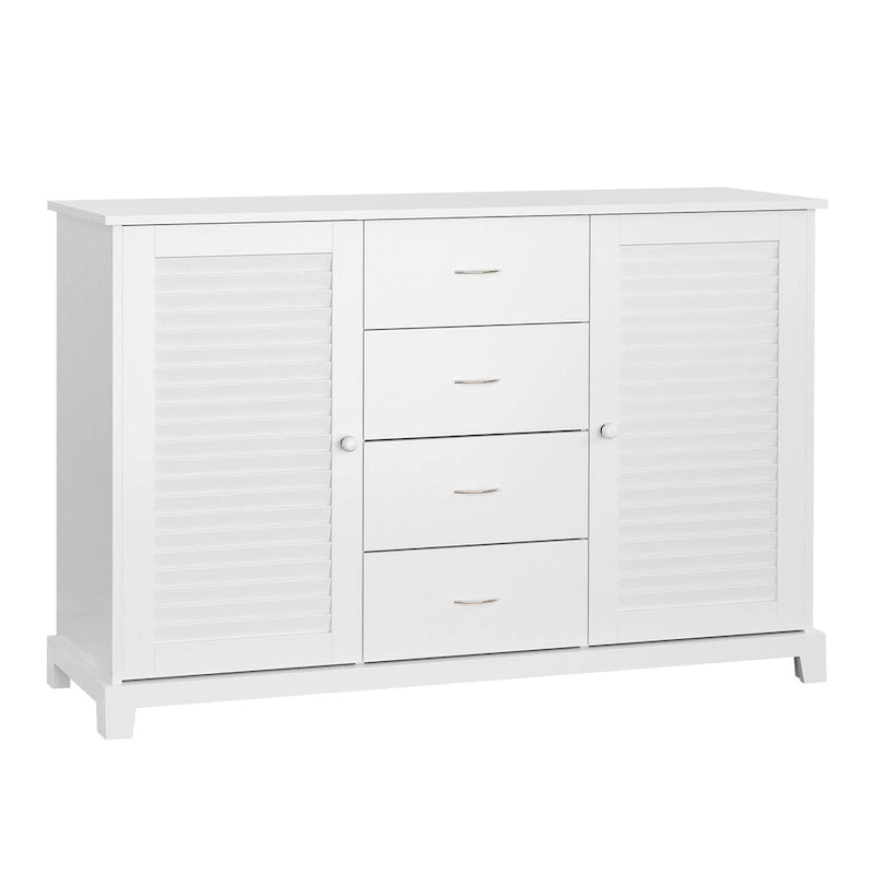 Sideboard Buffet Cabinet, Kitchen Cabinet, Coffee Bar Cabinet with 4 Drawers and 2 Louvered Doors for Living Room, Kitchen